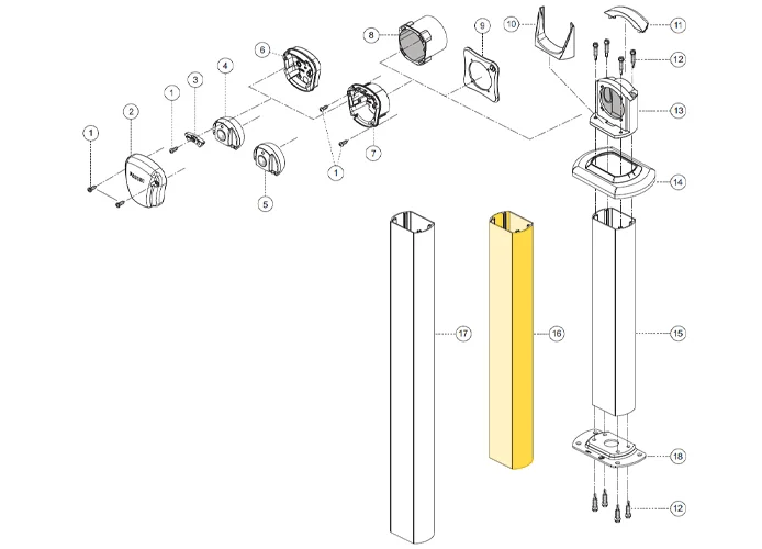 fadini pièce détachée colonnette en aluminium extrudé hauteur 750 per fit 55 55016