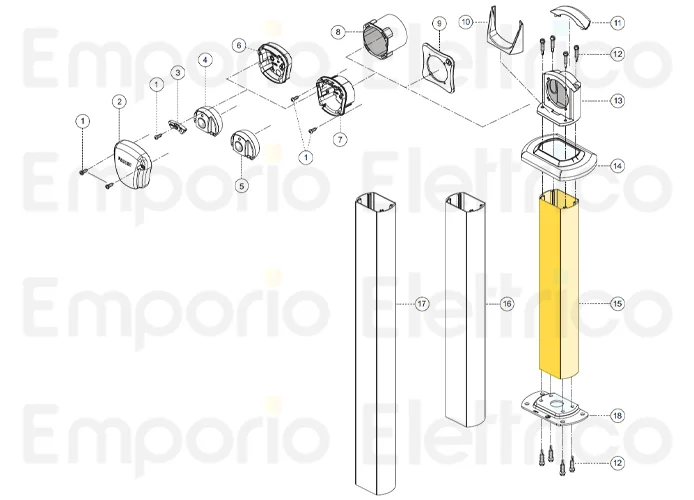 fadini pièce détachée colonnette en aluminium extrudé hauteur 500 pour fit 55 55015